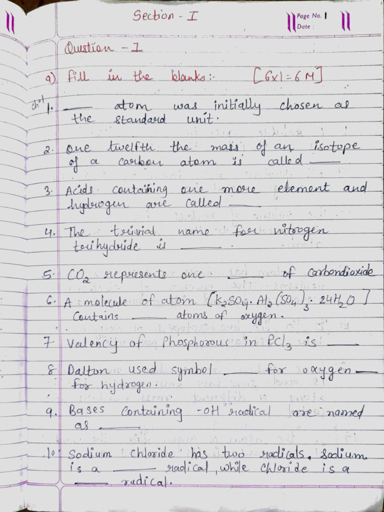 9th Chem Practice Sheet 1 Pdf