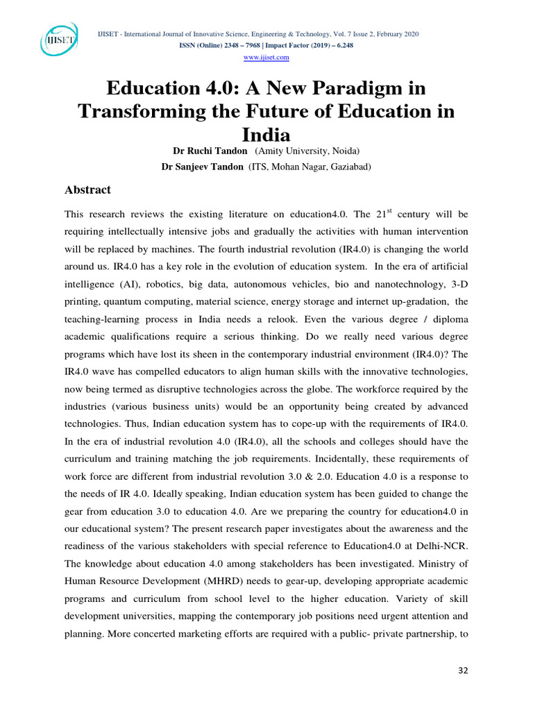 Education 4 0 A New Paradigm in Transfor | PDF | Educational Technology ...