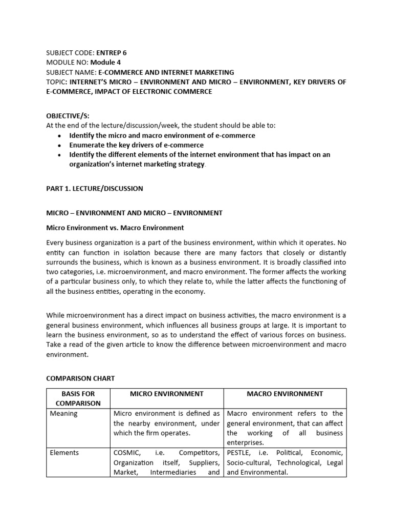 E-Commerce Micro & Macro Environment Analysis | PDF | E Commerce | Internet