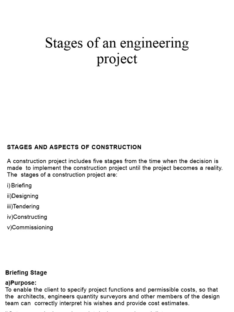 Engineering Project Construction Stages | PDF | Personal Protective ...