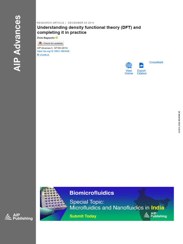 Understanding density functional theory dft and completing it in