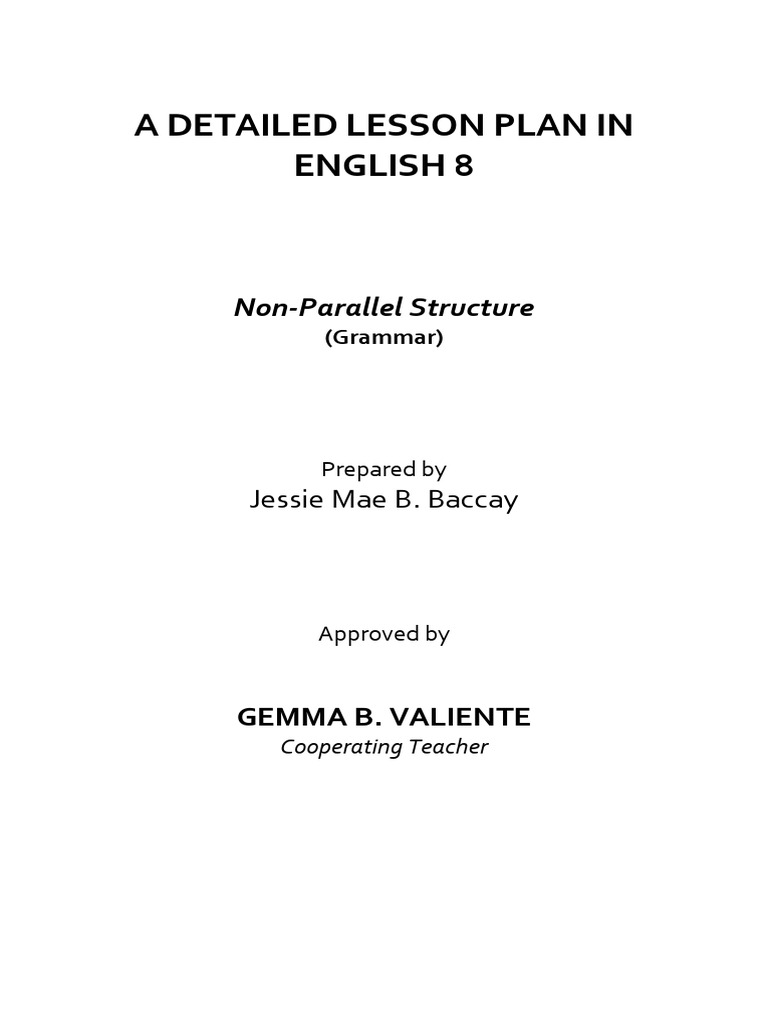 Non parallel structure pdf teachers lesson plan