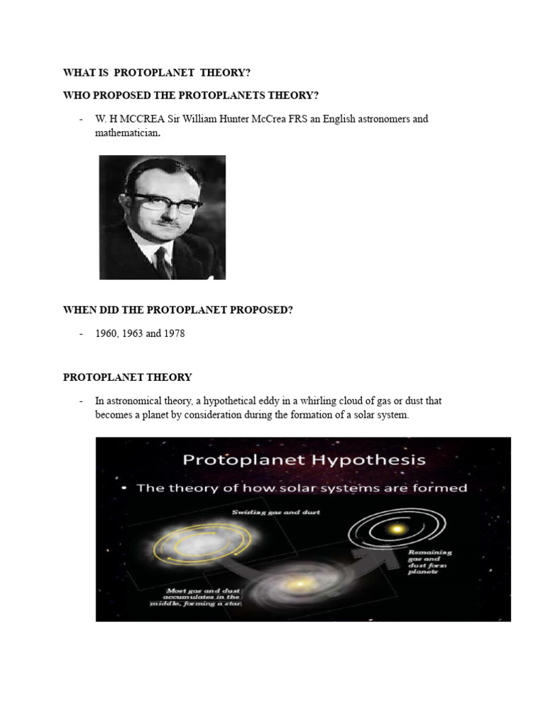 Protoplanet Theory Explained | PDF | Science & Mathematics