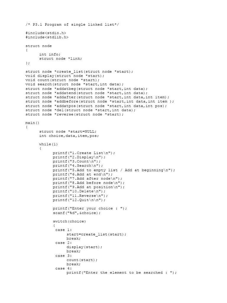 Single Linked List | PDF | Programming Paradigms | Computer Standards