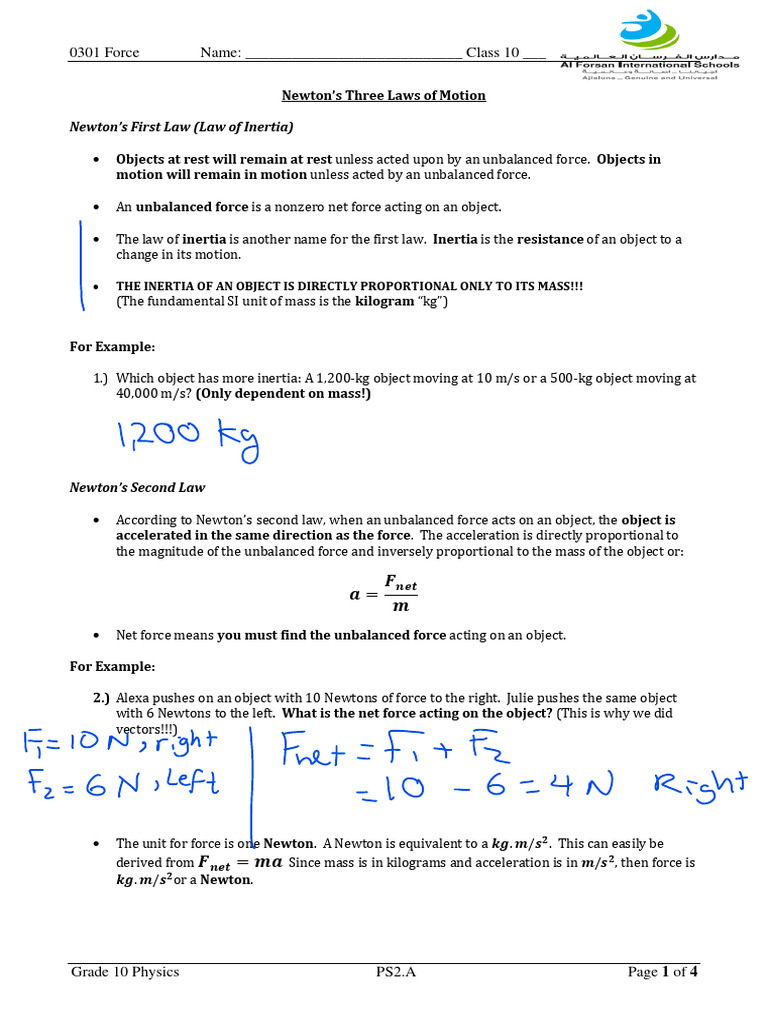 Newton's Laws of Motion Explained | PDF | Force | Mass