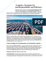 Sustainable Logistics Strategies For Environmental Responsibility and Efficiency