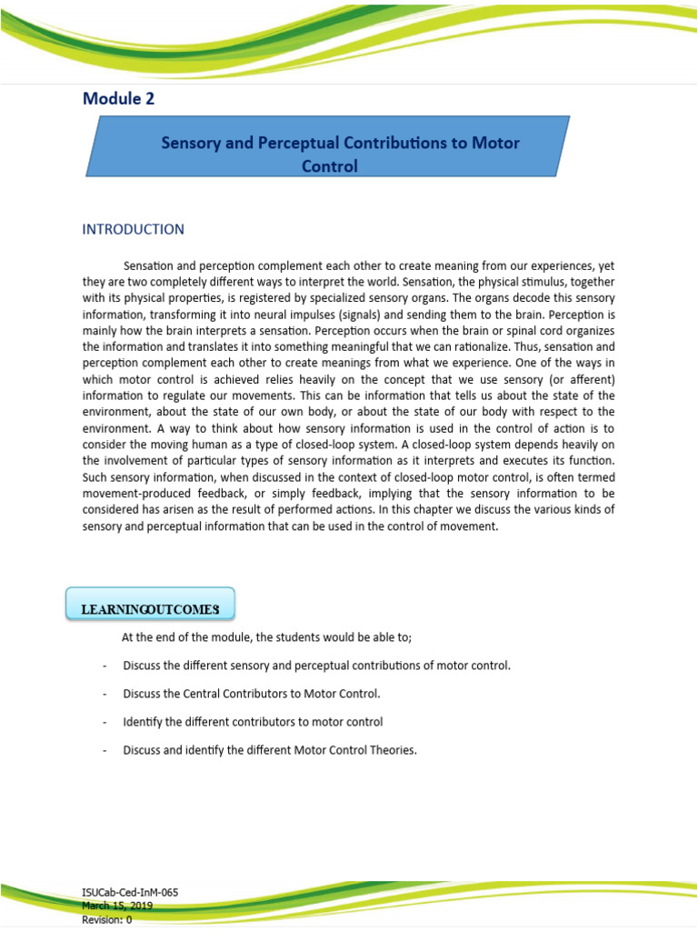 Proprioception and Motor Control Insights | PDF | Vertebral Column ...