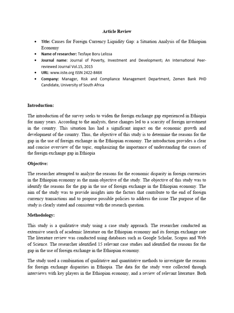 art-icile-review-pdf-exchange-rate-ethiopia