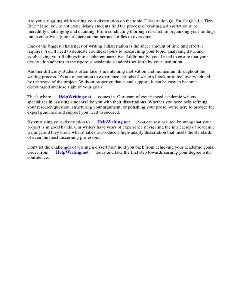 Dissertation quest ce que le tiers etat pdf