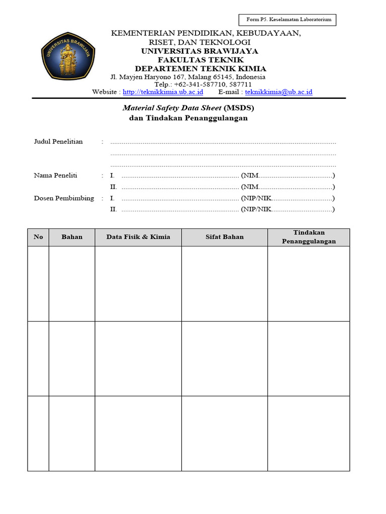 MSDS Hazop Template PDF Komputer
