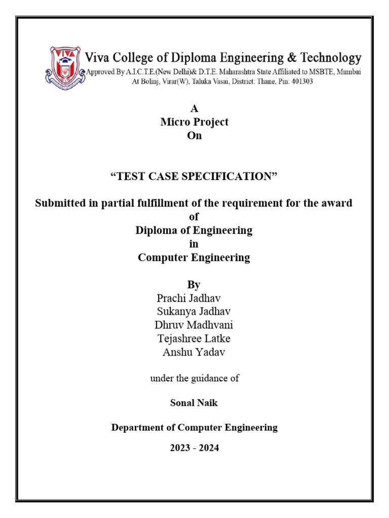 Test Case Specification Overview | PDF | Software Testing | Computing