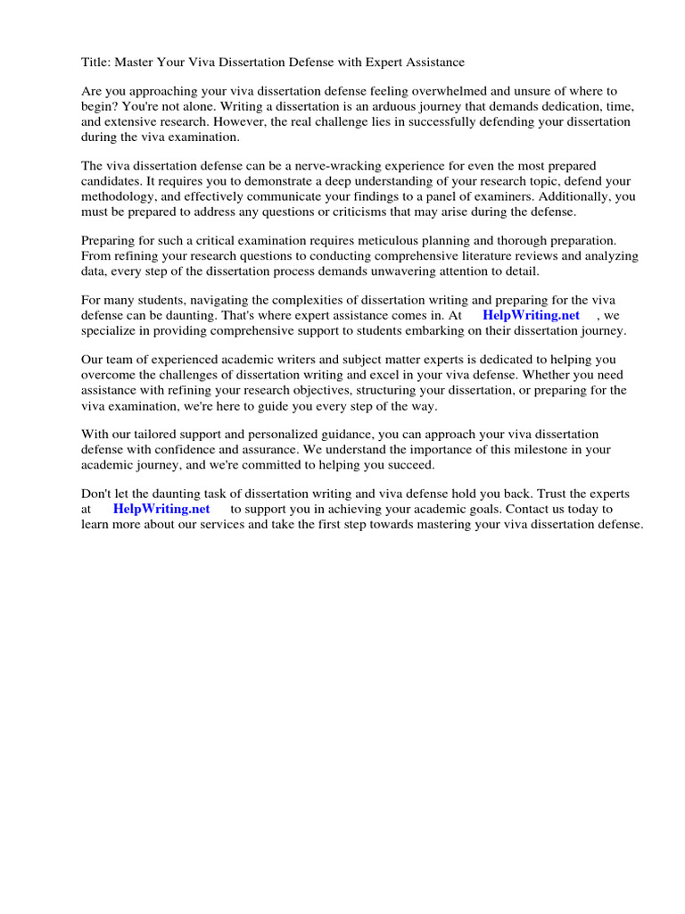 Master Viva Defense with Expert Help | PDF | Thesis | Doctor Of Philosophy