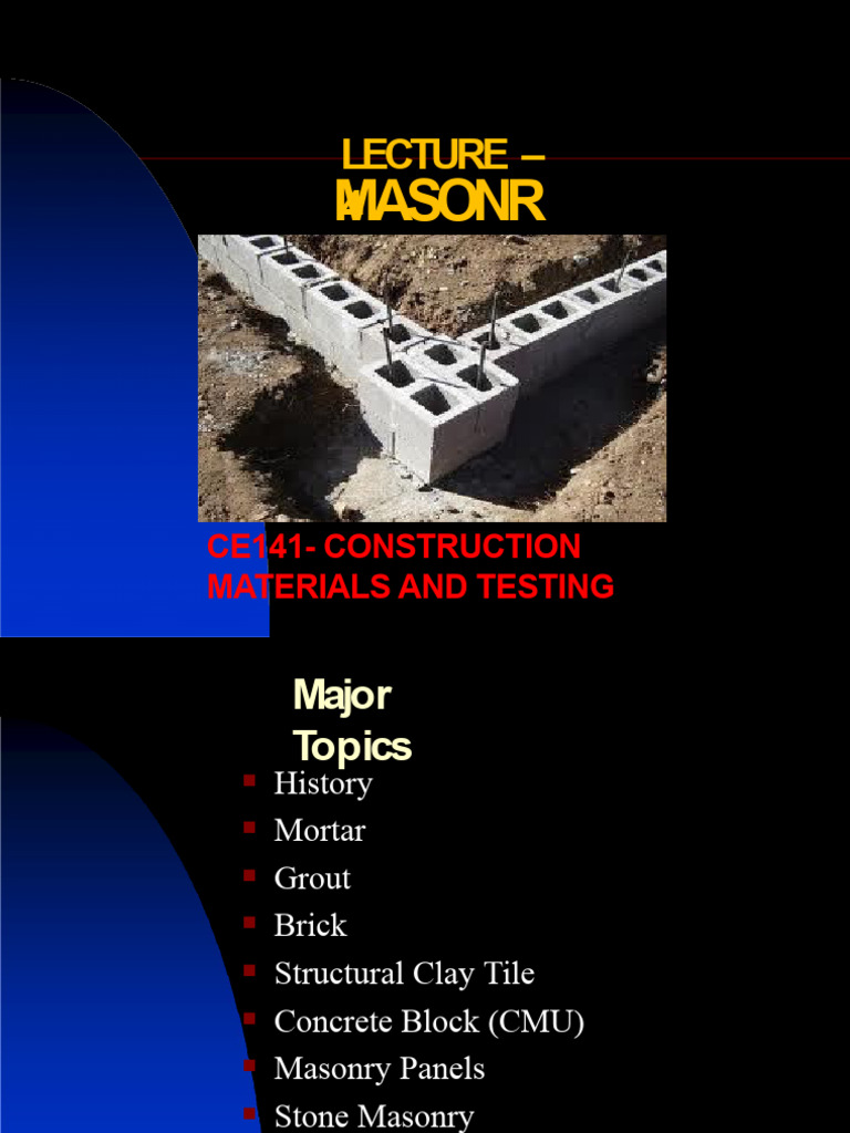 Construction Materials Overview Pdf Masonry Mortar Masonry