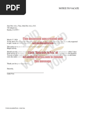 Notice to Vacate