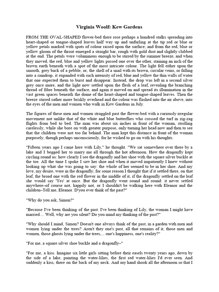 Virginia Woolf Kew Gardens PDF Thought