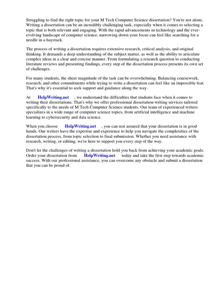 M Tech Computer Science Dissertation Topics | PDF | Computer Science ...