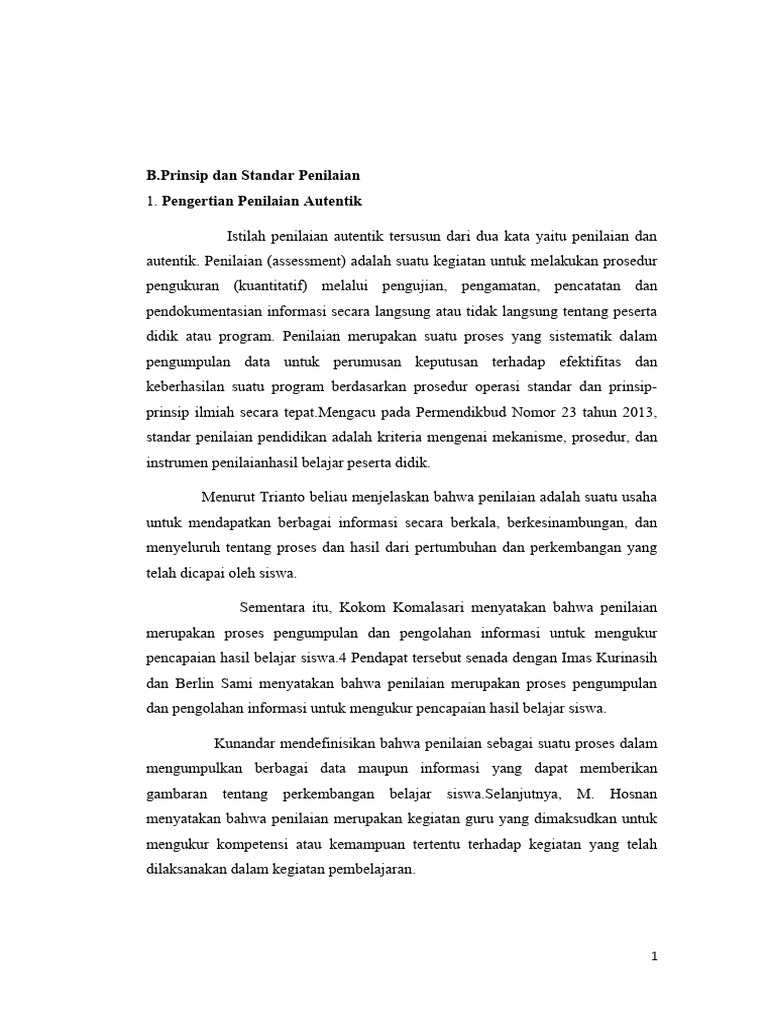Penilaian Autentik dalam Pembelajaran | PDF