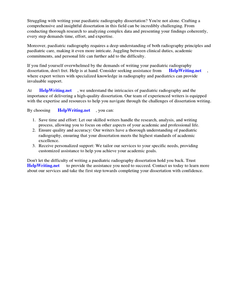 Paediatric Radiography Dissertation PDF Radiology Medical Imaging
