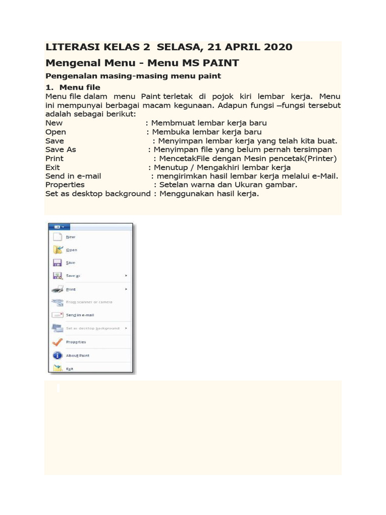 Menu Utama dan Fungsinya di MS Paint | PDF | Komputer