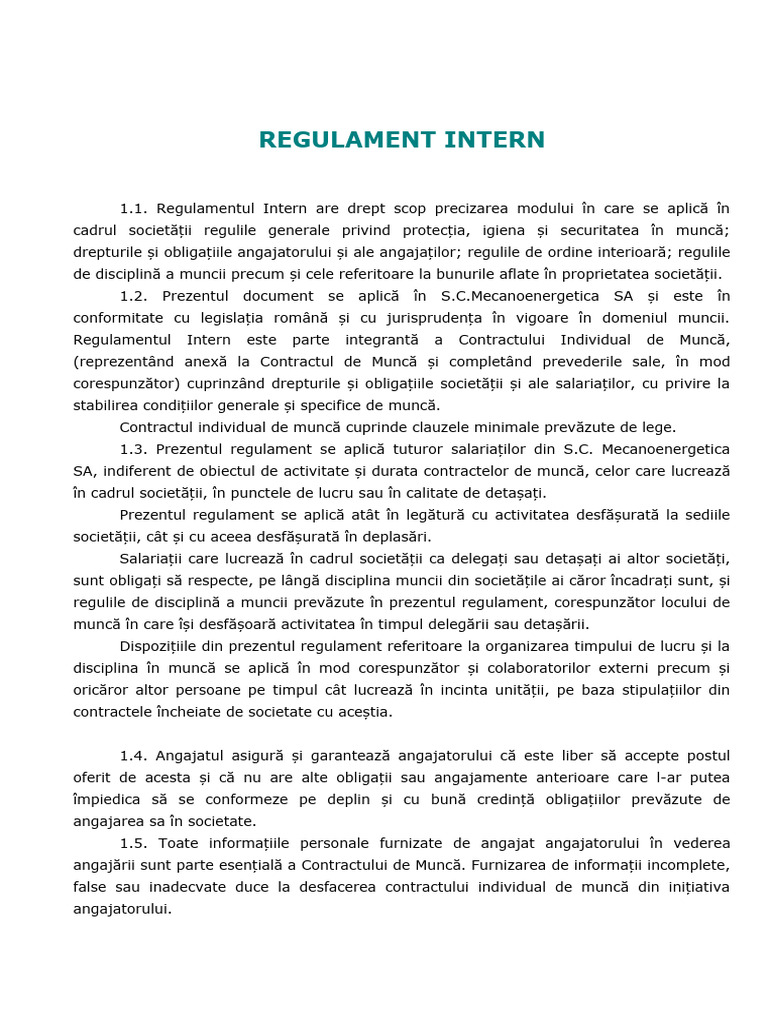 Regulament internMECANO | PDF