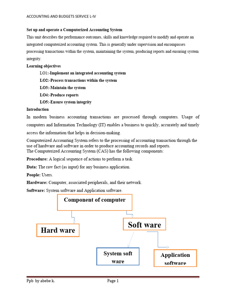 Set Up and Operate A Computerized Accounting System | PDF