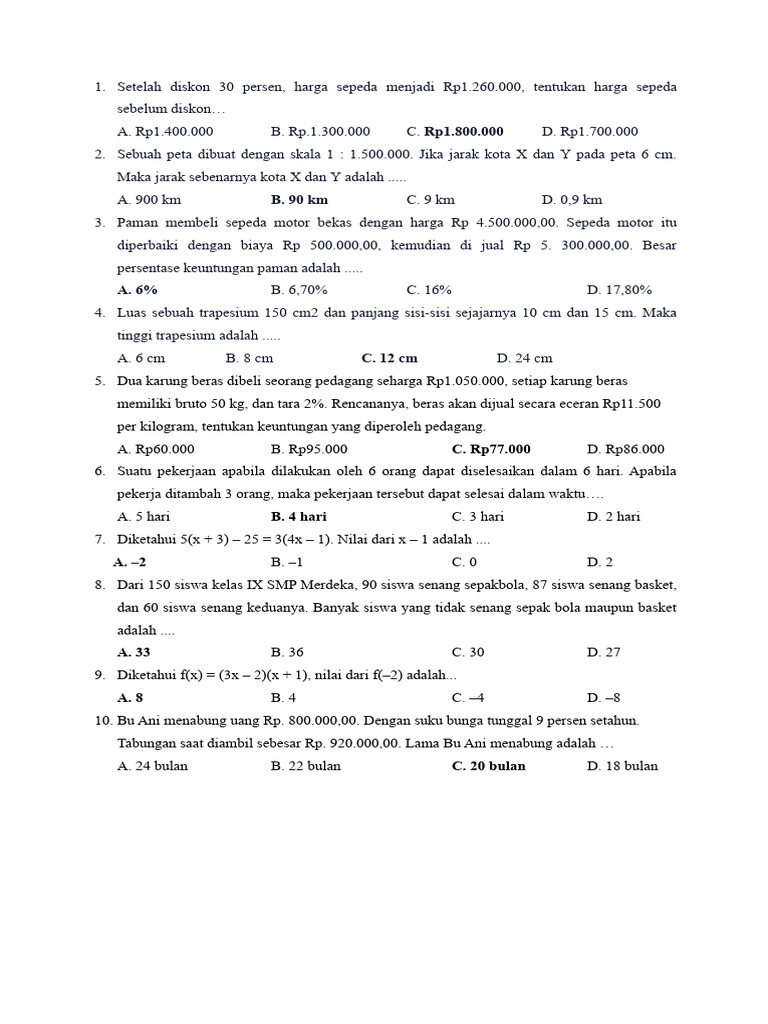 Soal Matem | PDF | Perjalanan