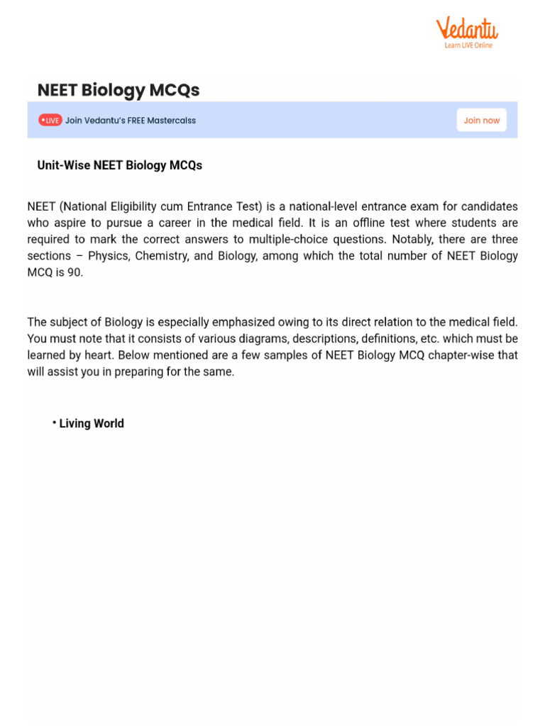 NEET Biology MCQs | PDF