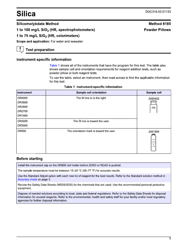 Metodo de Silice Por El DR900 Hass PDF