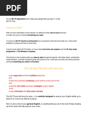 IELTS 28 Day Planner