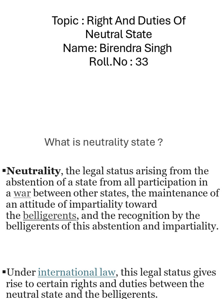 Rights and Duties of Neutral States | PDF | Justice | Crime & Violence