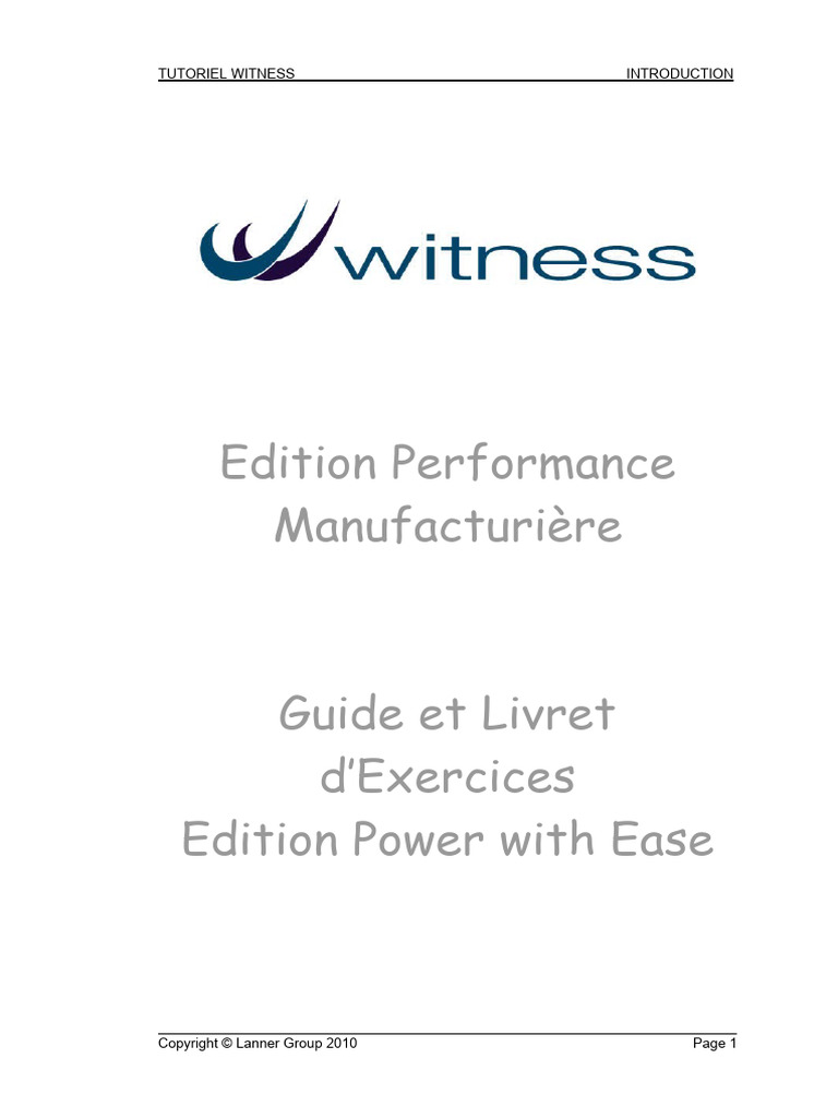 WITNESS Manufacturing Workbook | PDF | Bouton (informatique) | Curseur ...