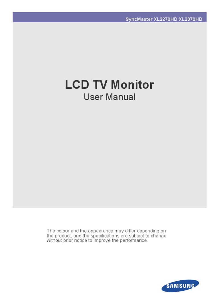 LCD TV Monitor: User Manual | PDF | Hdmi | Consumer Electronics