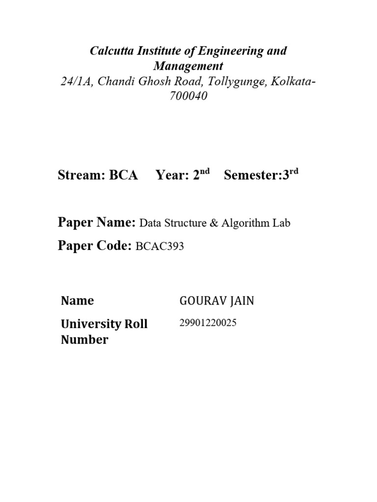 BCA Data Structures Lab Assignments | PDF | Queue (Abstract Data Type ...