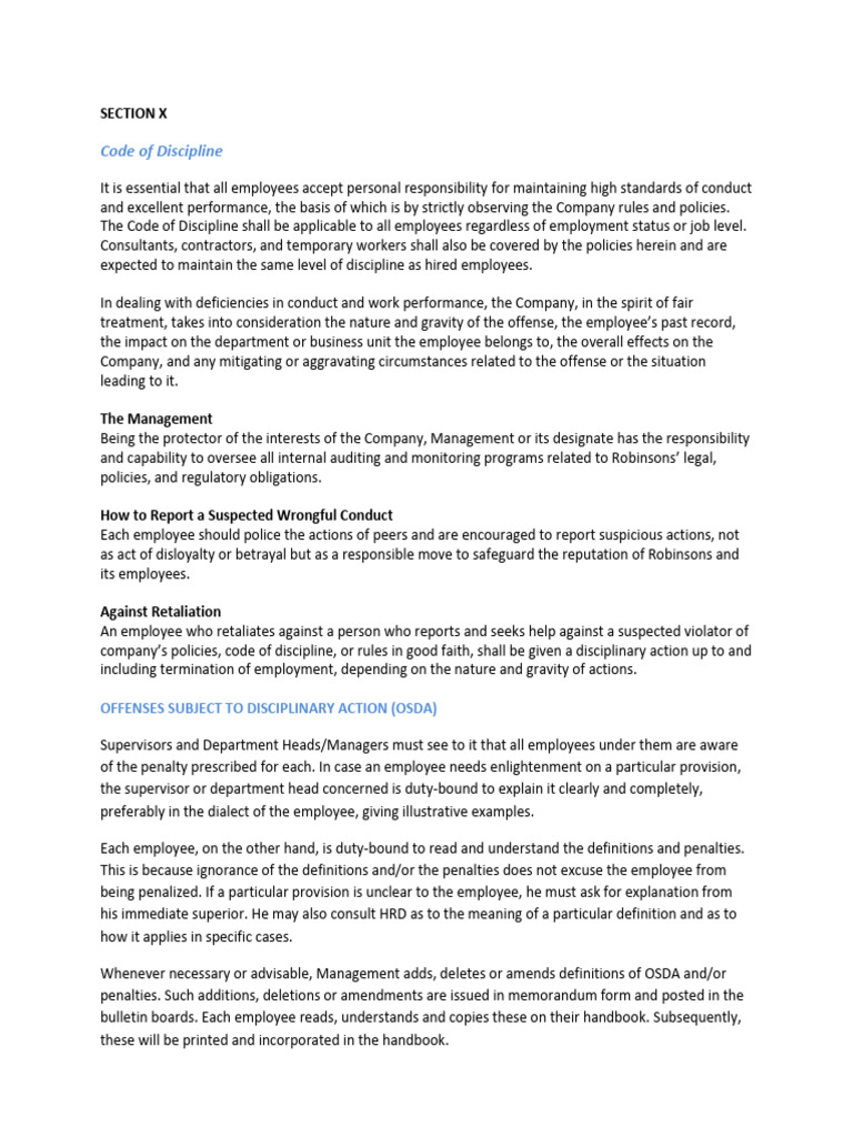 Disciplinary Actions and Offenses Policy | PDF | Employment | Crimes