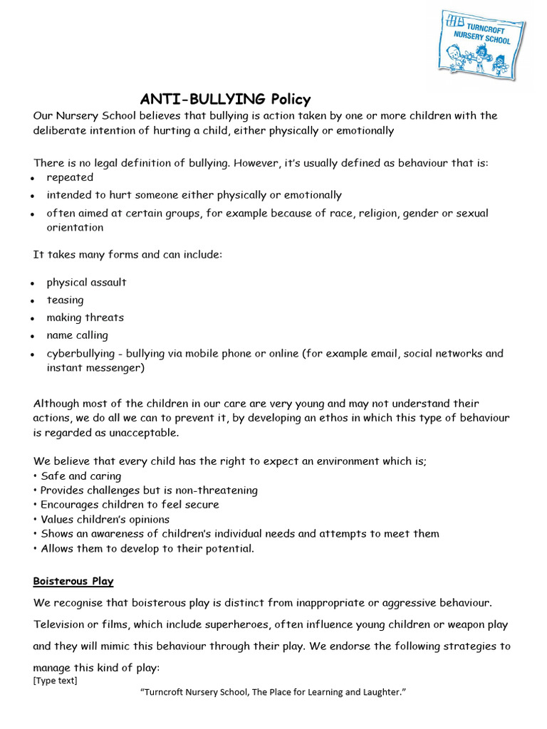Anti Bullying Policy September 2022 | PDF | Bullying | Preschool