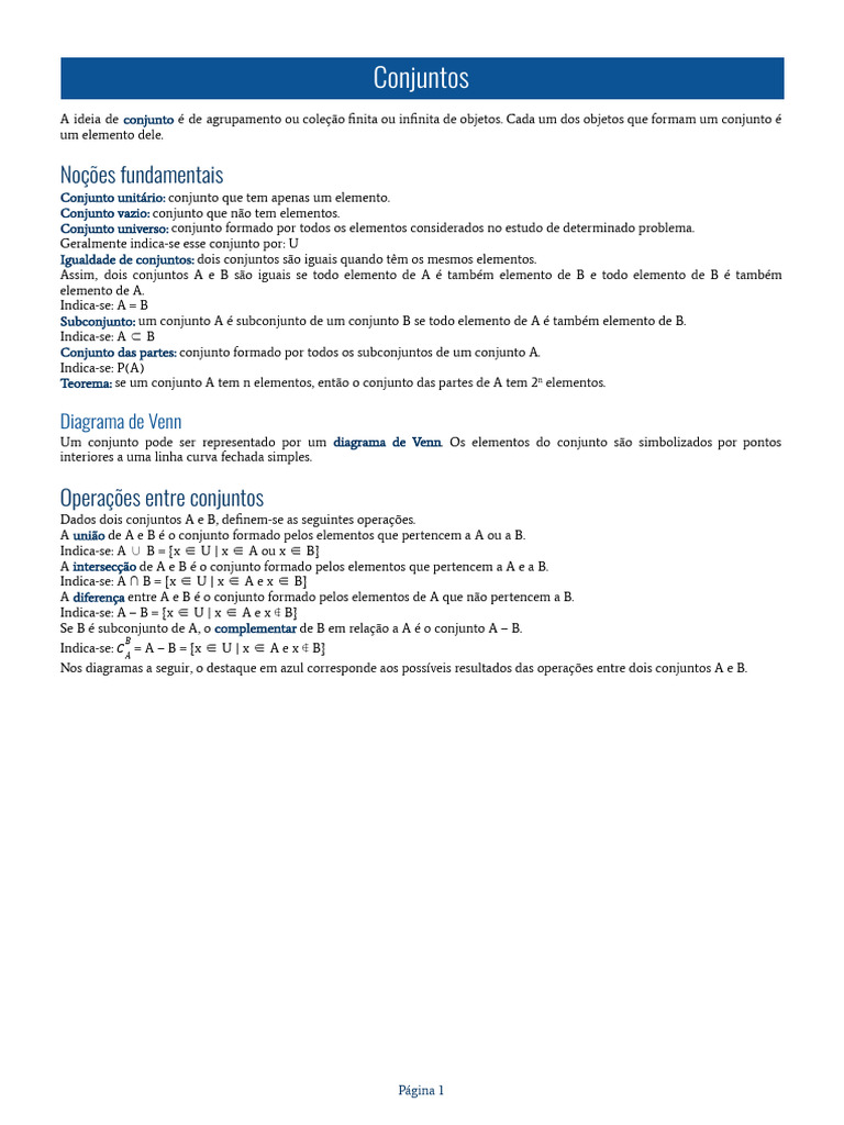 Matemática Resumo Conjuntos Pdf Conjunto Matemática Número Real