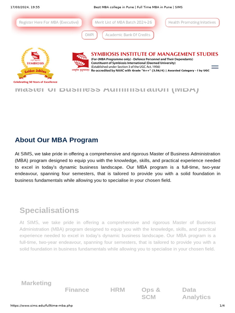 Best mba college in pune full time mba in pune sims pdf master