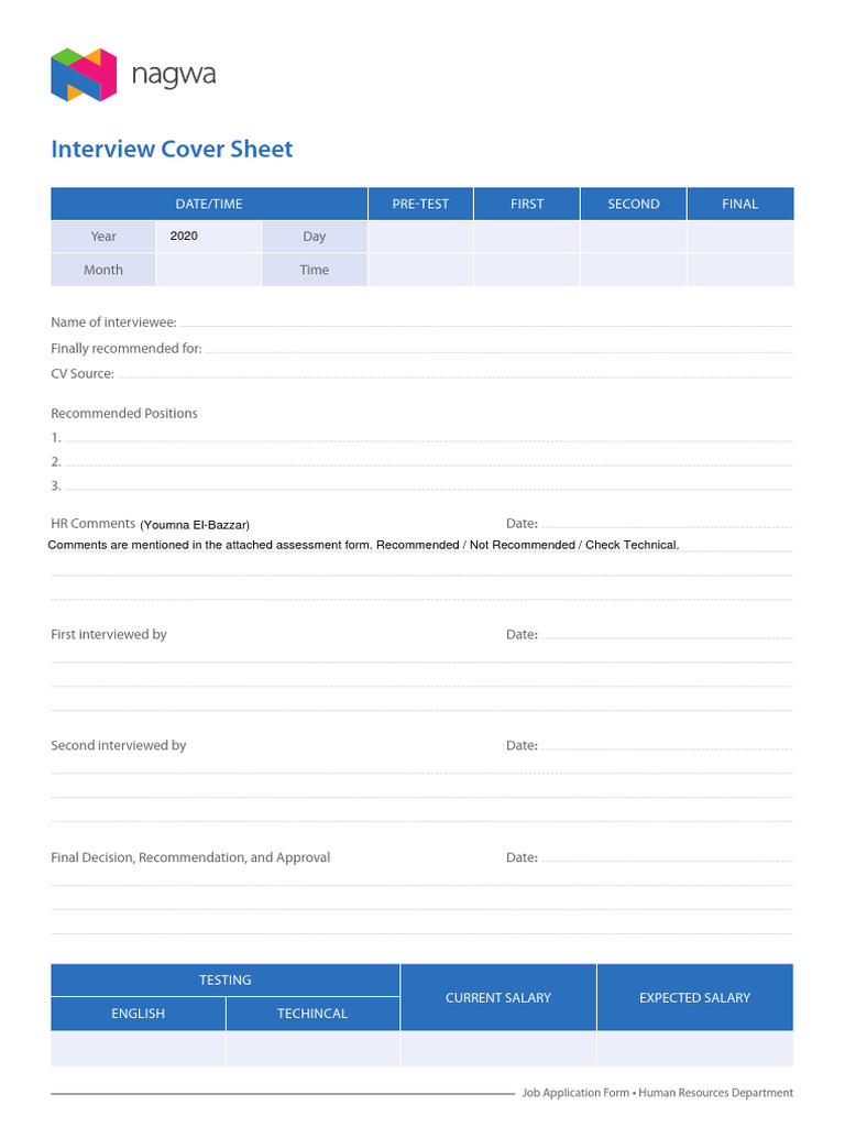 Interview Cover Sheet-2020 | PDF | Social Psychology | Applied Psychology