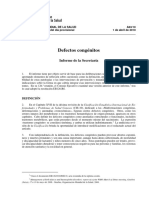 Defectos Congénitos: Informe de La Secretaría