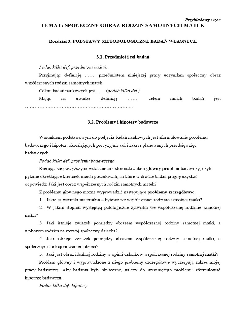 Przykadowy Wzor Rozdzia Metodologiczny 2 | PDF