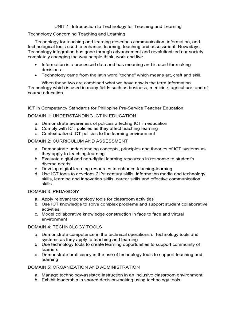 Unit 1 Introduction To Technology For Teaching and Learning Group 1 ...