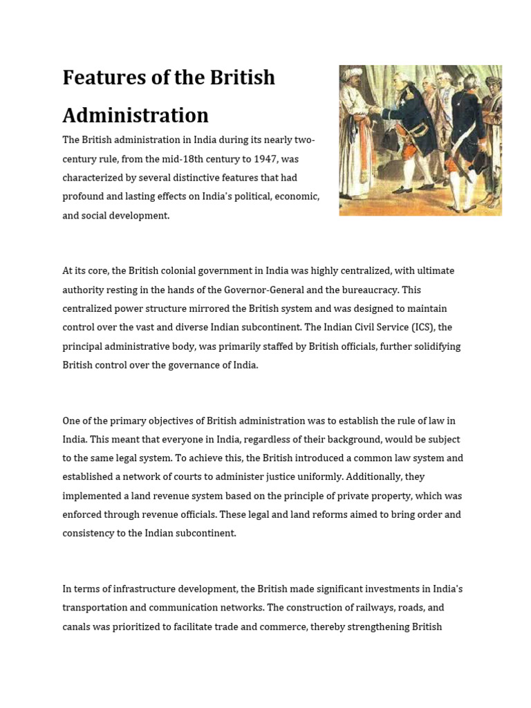 British Administration Features in India | PDF | British Raj | Economies