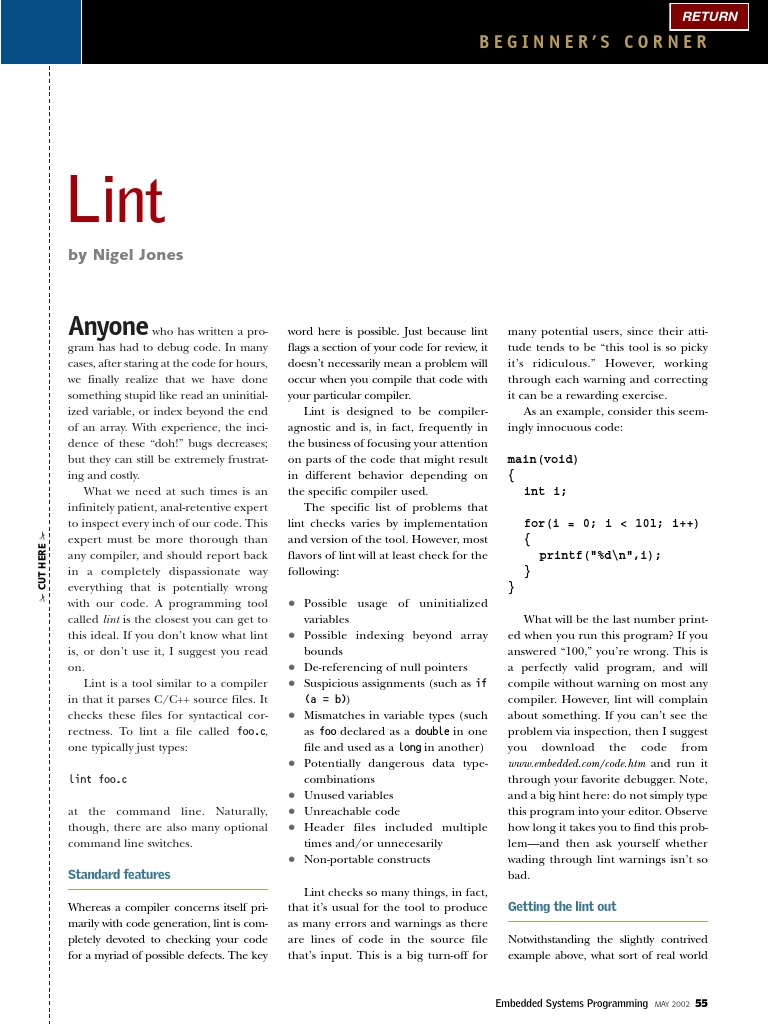 Lint | C (Programming Language) | Debugging