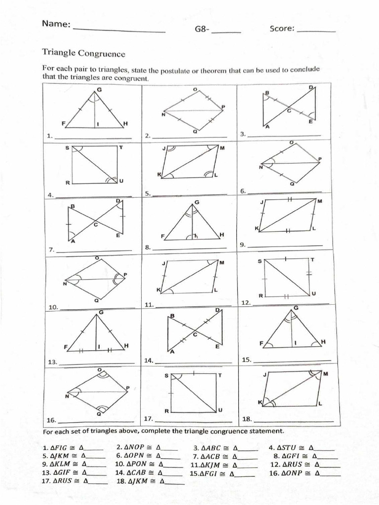 Triangle Congruence Postulate | PDF