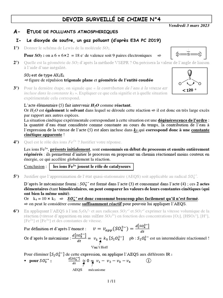 Pollution par dioxyde de soufre en chimie | PDF | Dioxyde de soufre ...