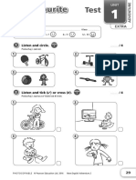 My Favourite Things Test EXTRA ADV Unit 1