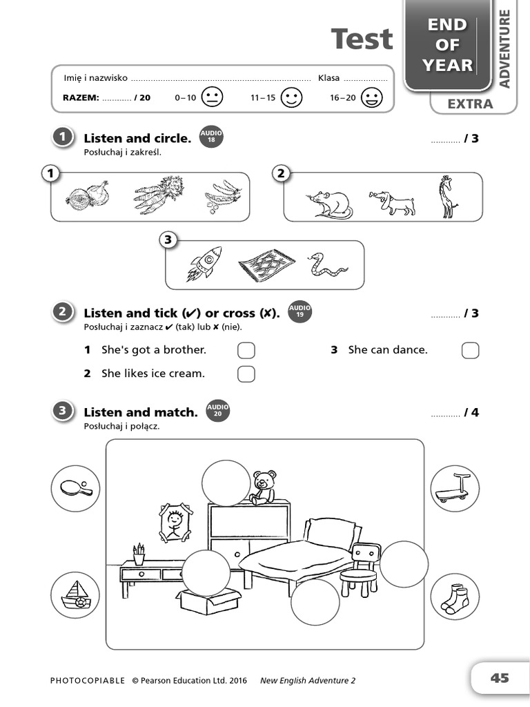 English Adventure 2 Unit 1 Test | PDF
