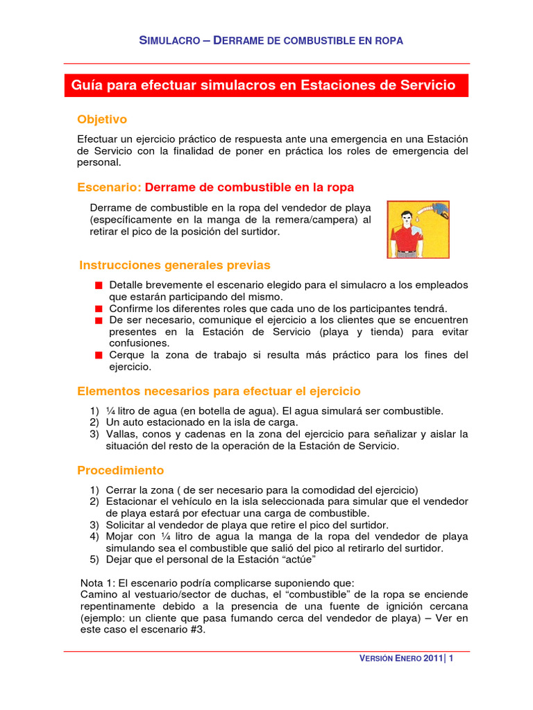 Simulacro - Derrame de Combustible en La Ropa | PDF | Estación de servicio