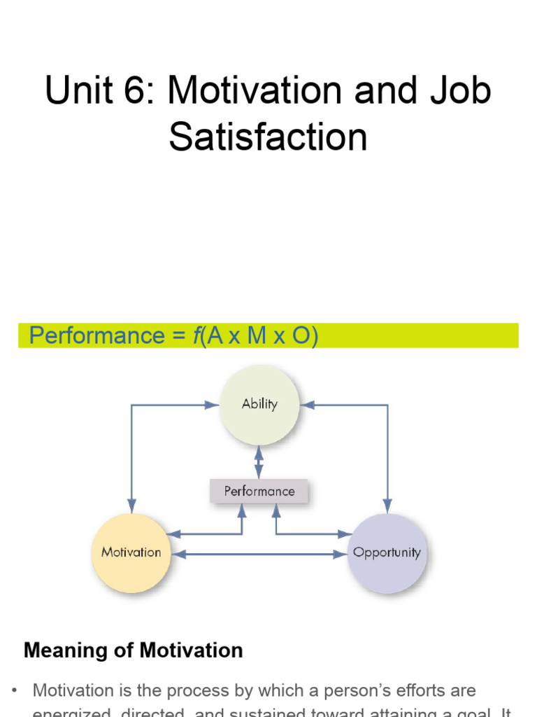 Ch 6 Motivation And Job Satisfaction Student S Copy Pdf