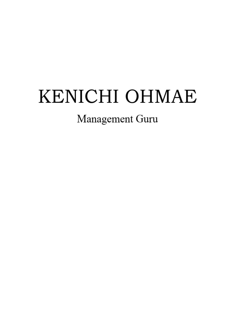 Kenichi Ohmae Download Free PDF Business Cognition